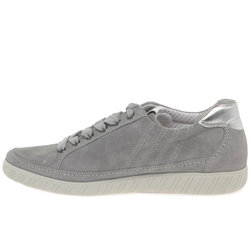 Daim Gris/gabor Argento | Baskets Exclusives Amulet Pour Femmes Coupe Large